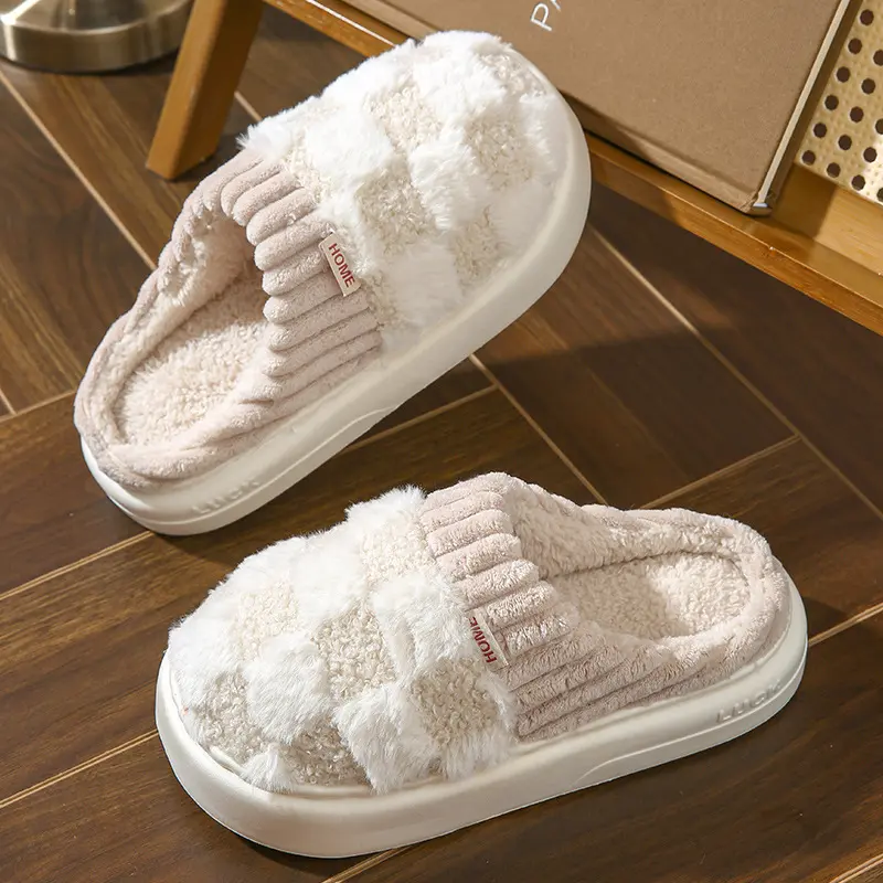 Women's Cotton House Slippers - Anti-Slip, Fluffy Cashmere Fabric for Warmth, Ankle Slip-On Mop Footwear, Cute Gifts for Women Indoor Use,back to school,back to school haul