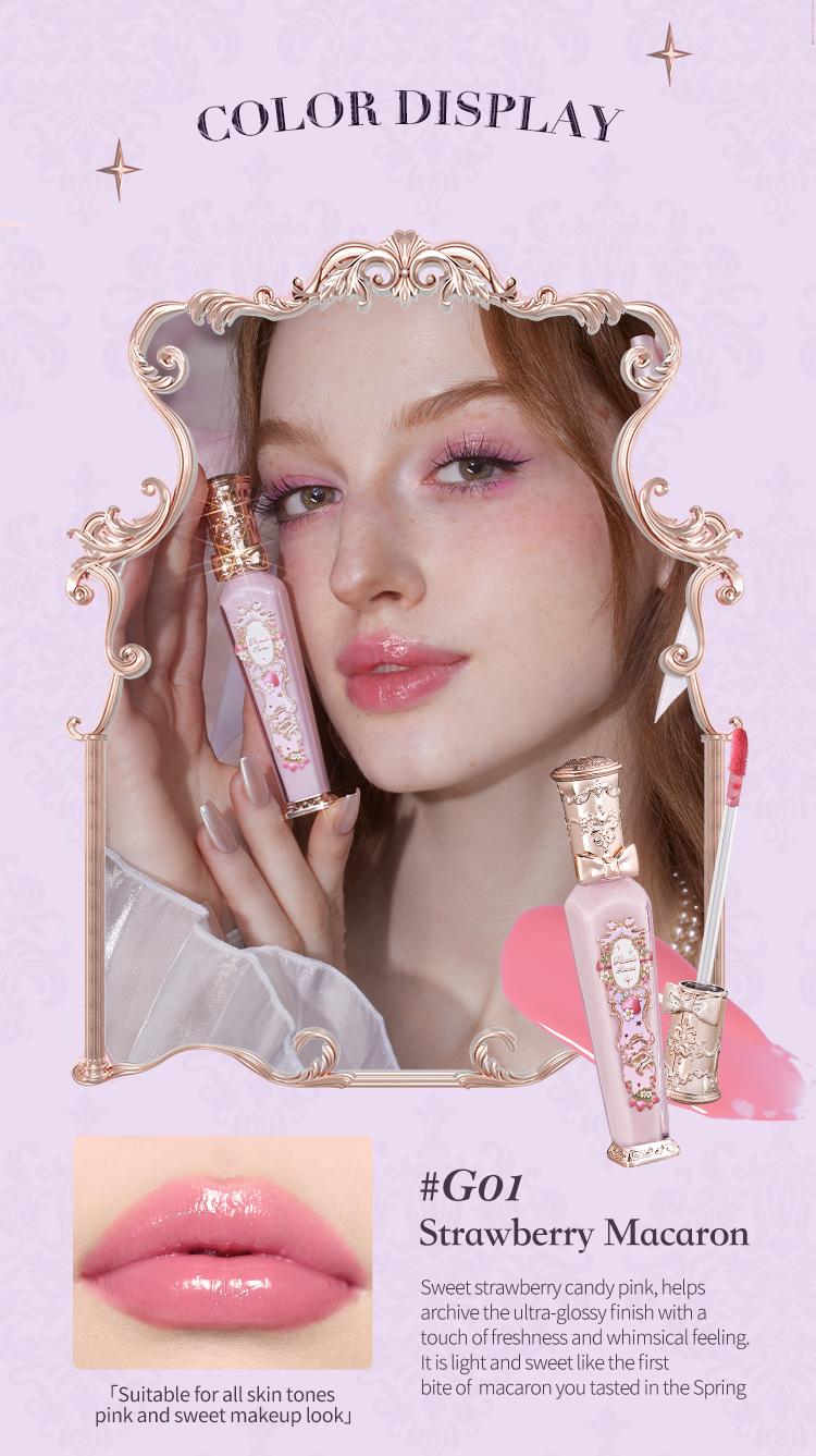 Flower Knows Violet Strawberry Rococo Collection Glowy Lip Gloss, lipstick, makeup,glossy, blurring lips, weightless, dealsforyoudays