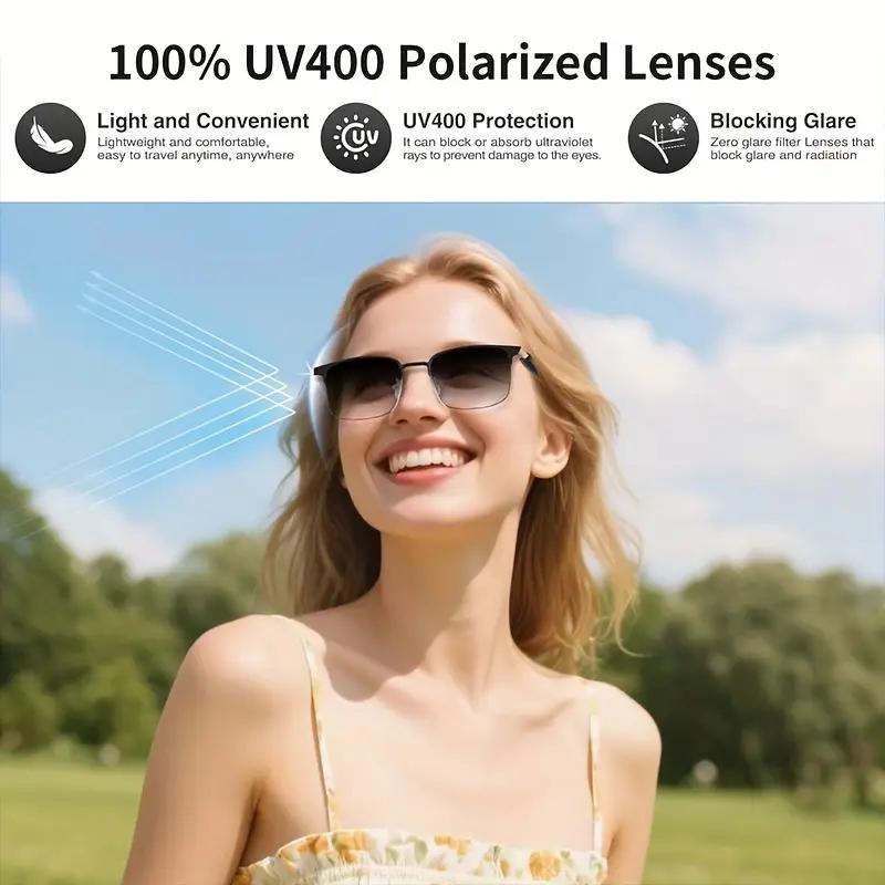 High-End AI Semi-Rimless Smart Glasses  164-Language Real-Time Translation | Open-Ear HD Audio, Bluetooth Calls & Music | Stylish Photochromic Lenses | Hands-Free, Lightweight & Comfortable for Daily Wear, Travel & Commuting | Easter gift