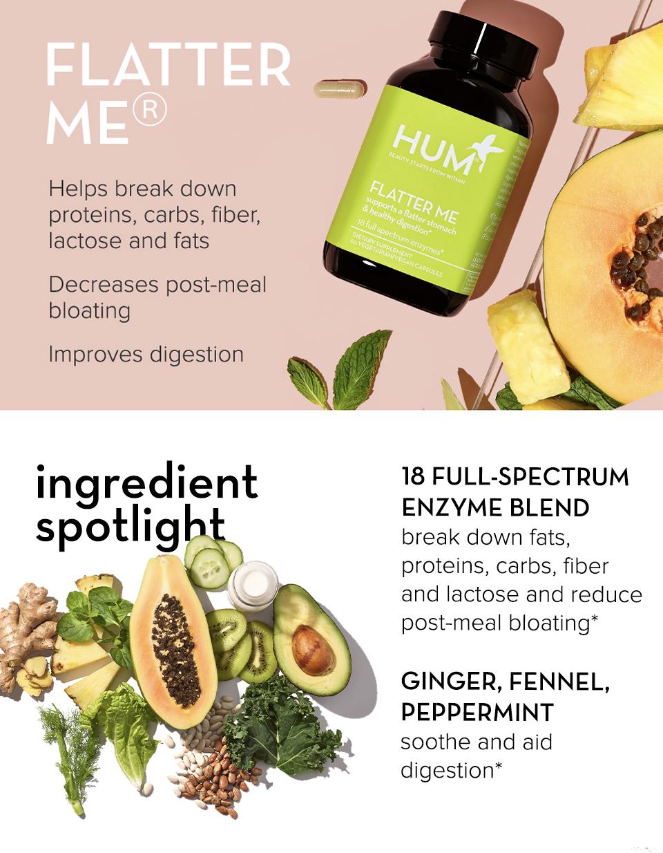 HUM Nutrition Flatter Me Digestive Enzymes, 60 Capsules HUM Nutrition Flatter Me Digestive Enzymes, 60 Capsules