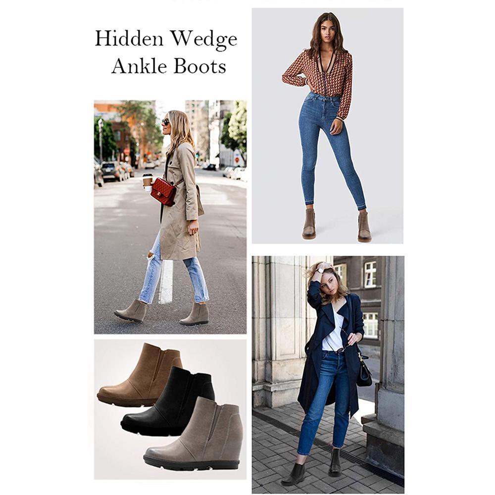 Athlefit Wedge Booties for Women with Heel Hidden Wedge Boots Ankle Boots Wedge Booties boots  women winter boots Casual Comfortable Footwear Girl