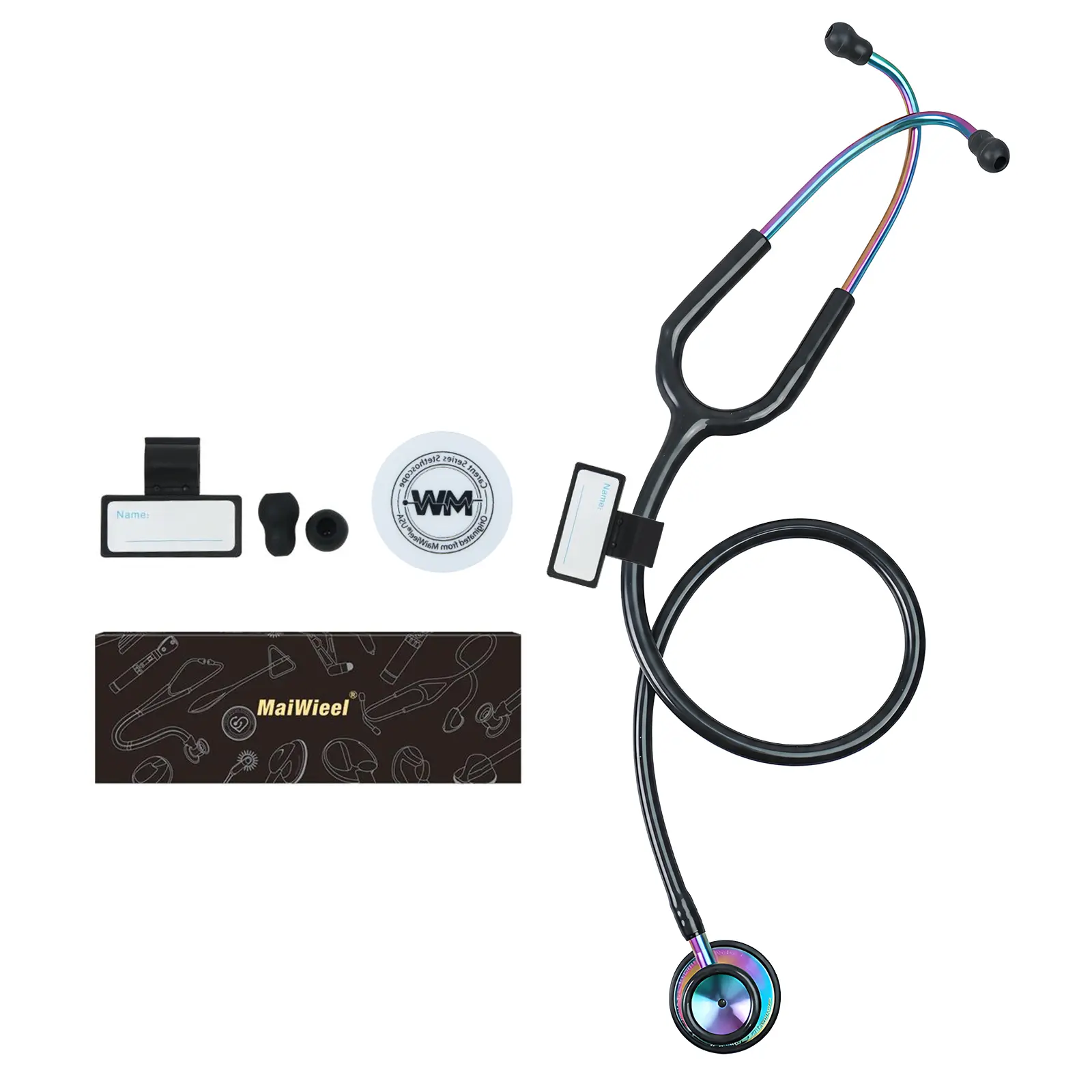MaiWieel U2 Lightweight Classic Single Head Stethoscope Kit for Nursing Students Nurses Doctors Soft Ear Tips Durable Alloy Chestpiece Clear Sound Multiple Colors Medical Supplies