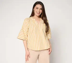 Me by Jennie Garth Yarn Dyed Striped Blouse