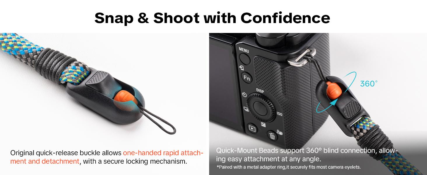 PGYTECH Camera Wrist Strap Slim Trendy Style, Adjustable Quick Release Anti-Drop Braided Rope Hand Strap Holds 55.1lb for Sony/Nikon/Canon Cameras/Phone for Young Photographers