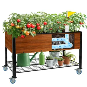 Raised Garden Bed with Legs and Wheels, Self-Watering Planter Box, Elevated Raised Bed with Drainage Hole, Built to Withstand Sun, Rain, and Wind for Up to 2 Years