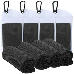 4 Pack Cooling Towels 40x12 Inch with UPF 50 Sun Protection – Instant Cooling Neck & Face Towel for Gym, Running, Yoga, Golf, Camping & Travel