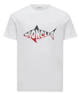 Moncler Shark Print T-Shirt White Small Brand New