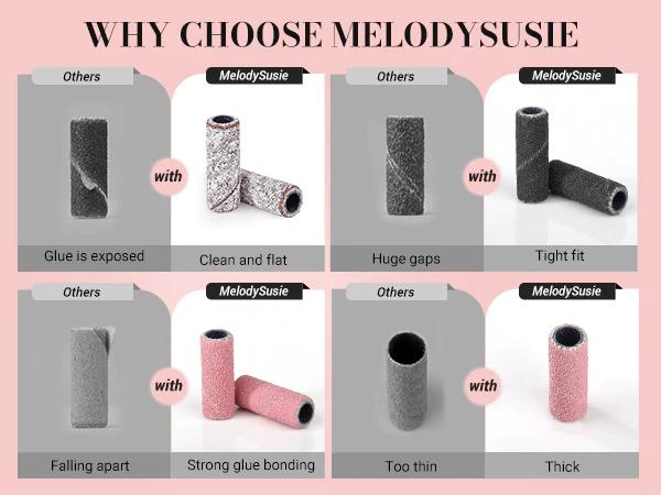 MelodySusie 50 Pcs Nail Drill Bits Small Sanding Bands with 3.1mm Mandrel Bit, 120 Medium Grit Nail File for Acrylic Nails Gel Nail Care