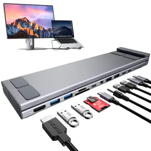 MUKIYA Laptop Docking Station Stand, Dock Tablet Stand, 11 in 1 USB C Hub with 4K@60Hz HDMI,2 USB3.0,2 USB2.0,PD 100W,USB C 3.0+SD/TF+Audio Universal Dock Station for MacBook Pro/Air/Dell/HP/Surface/Lenovo