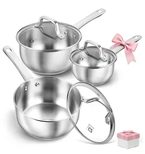 KOCH SYSTEME CS 1＋2QT/ 1＋2＋3QT  Stainless Steel Pot Set, 18/10 Premium Saucepan with Lid, Indutcion Pan, Cooking Pan, Dishwasher & Oven Safe