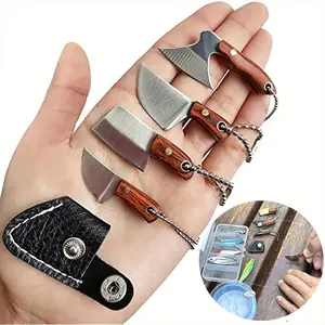 Mini Folding Pocket Knife Set (4-Pack) – Compact EDC Keychain Box Cutter Utility Knives with Safety Blade Covers & Organizer, Lightweight Outdoor Camping Gear, Handy Gift for Men, Women, Husbands & DIY Enthusiasts