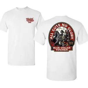 All Guts No Glory Firefighter Shirt, Blue Collar Firemen Graphic Tee, Vintage Firefighter Emblem Artwork, Soft Cotton Blend Shirt, Firefighter Lifestyle Apparel for Men & Women, Gift for Firefighters