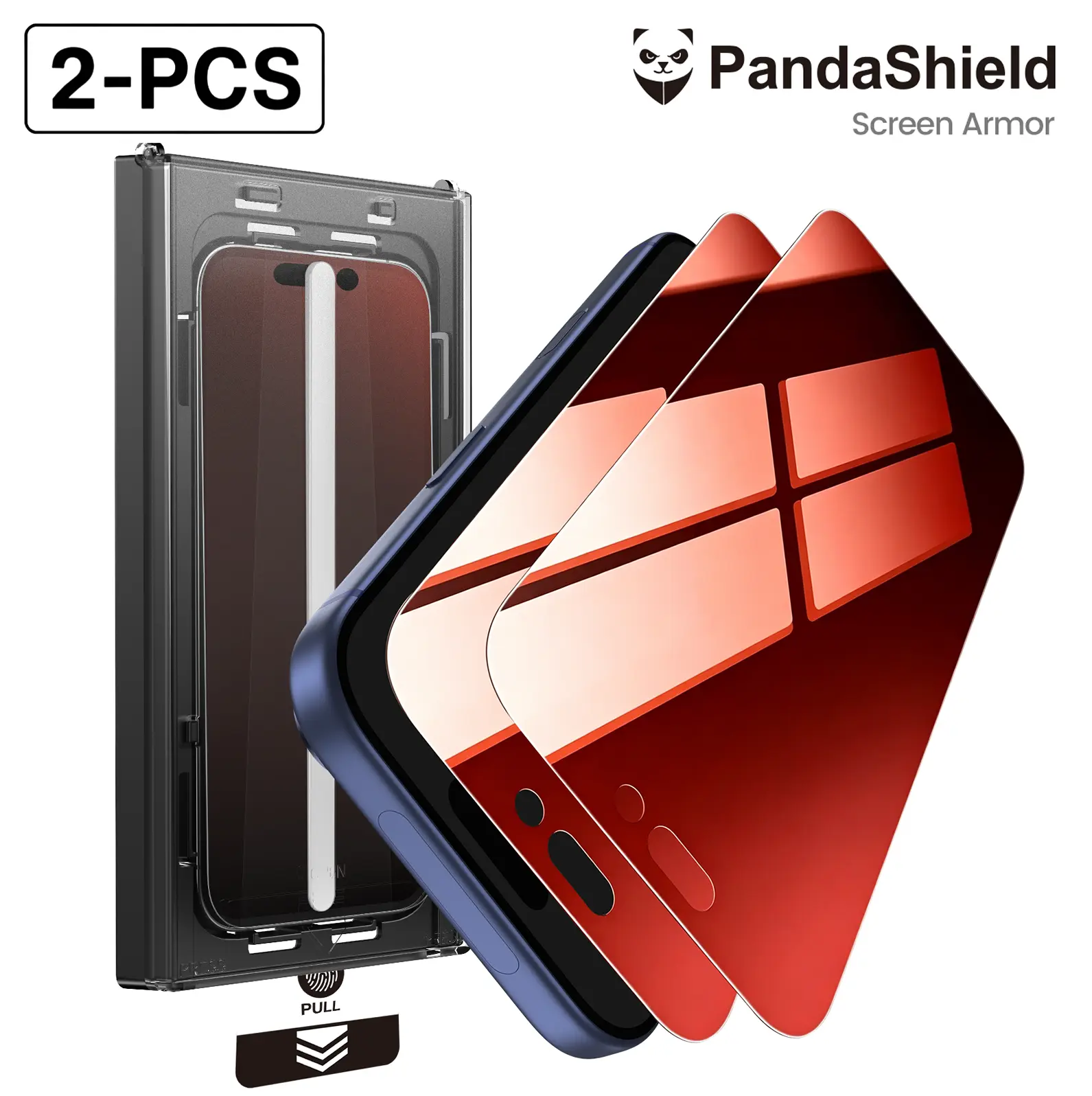 [2-PCS] PandaShield Red Color Privacy Screen Protector, Dust-Free Applicator for iPhone 18/17/16/15/14/13 pro plus max, Reusable easy Installation, Fully Protection, 25° anti-peeping privacy layer, Fingerprint-proof Electroplated Surface, Cellphone,