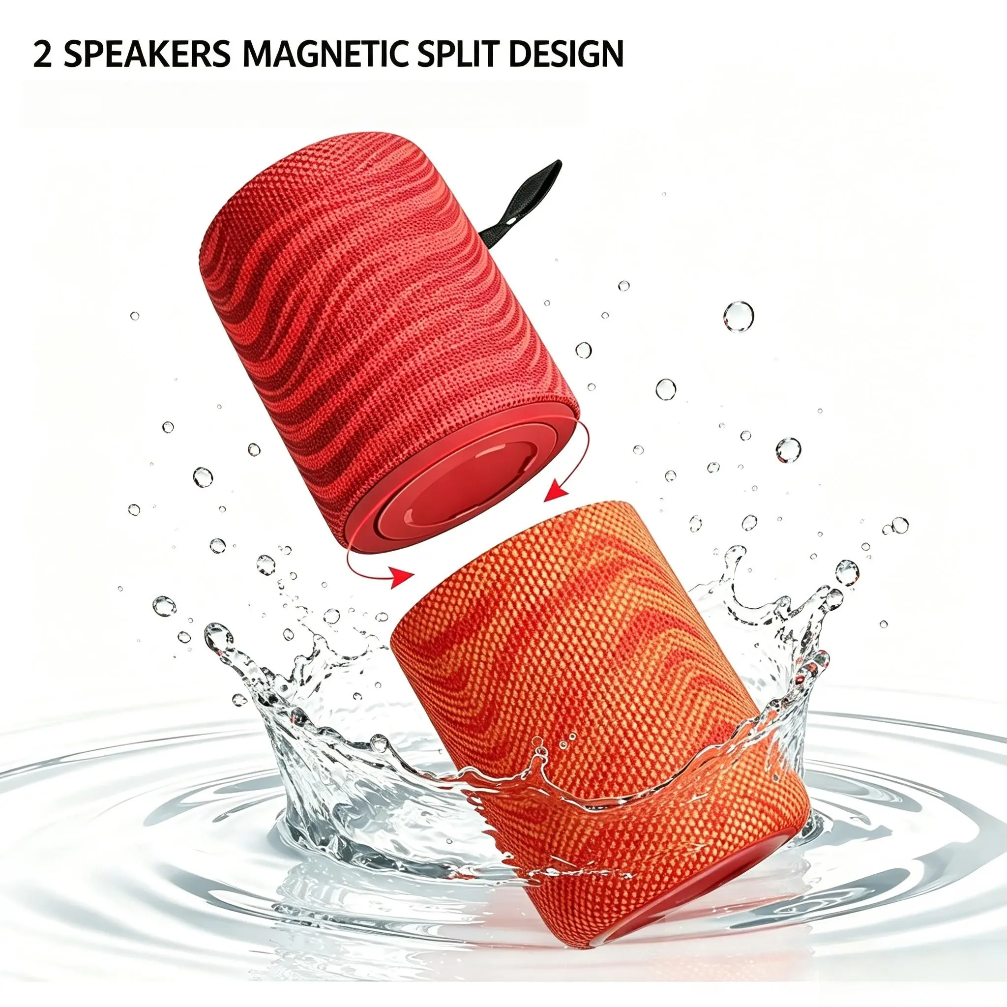 2-in-1 Portable Stone Bluetooth Speaker with Audios, Wireless HD Loud Volume Deep Bass Subwoofer, IPX5 Water Resistant Boom Box for Home Outdoor Use - Father's Day Gift Option
