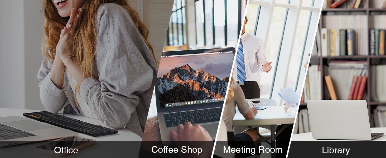 ProtoArc Foldable Bluetooth Keyboard, XK01 Tri-Fold Wireless Portable Folding Keyboard with Number Pad for Business and Travel, Full-Size Travel Keyboards for Windows iOS Android Tablet Smartphone Laptop PC