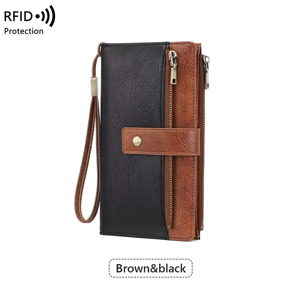 2026 New Fashion Collection Women's long wallet, stylish clutch, elegant solid color RFID blocking leather wallet, long wallet with wristlet, zipper pocket and card slots, slim trifold wallet, mom bag, outdoor fun  large capacity wallet, back to school st