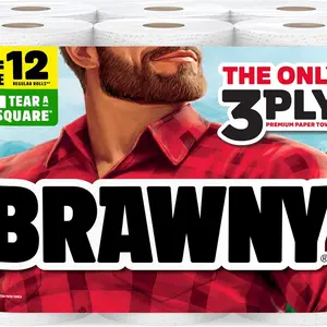 Brawny Tear-A-Square 3-Ply Paper Towels, 6 Double Rolls = 12 Regular Rolls, Strong, Absorbent, and Durable with 3 Sheet Sizes (Quarter, Half, Full)-pick to size paper towels