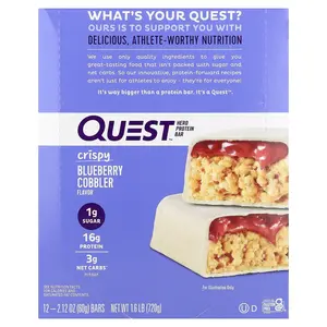 Quest Nutrition Hero Protein Bar, Crispy Blueberry Cobbler, 12 Bars, 2.12 oz (60 g) Each