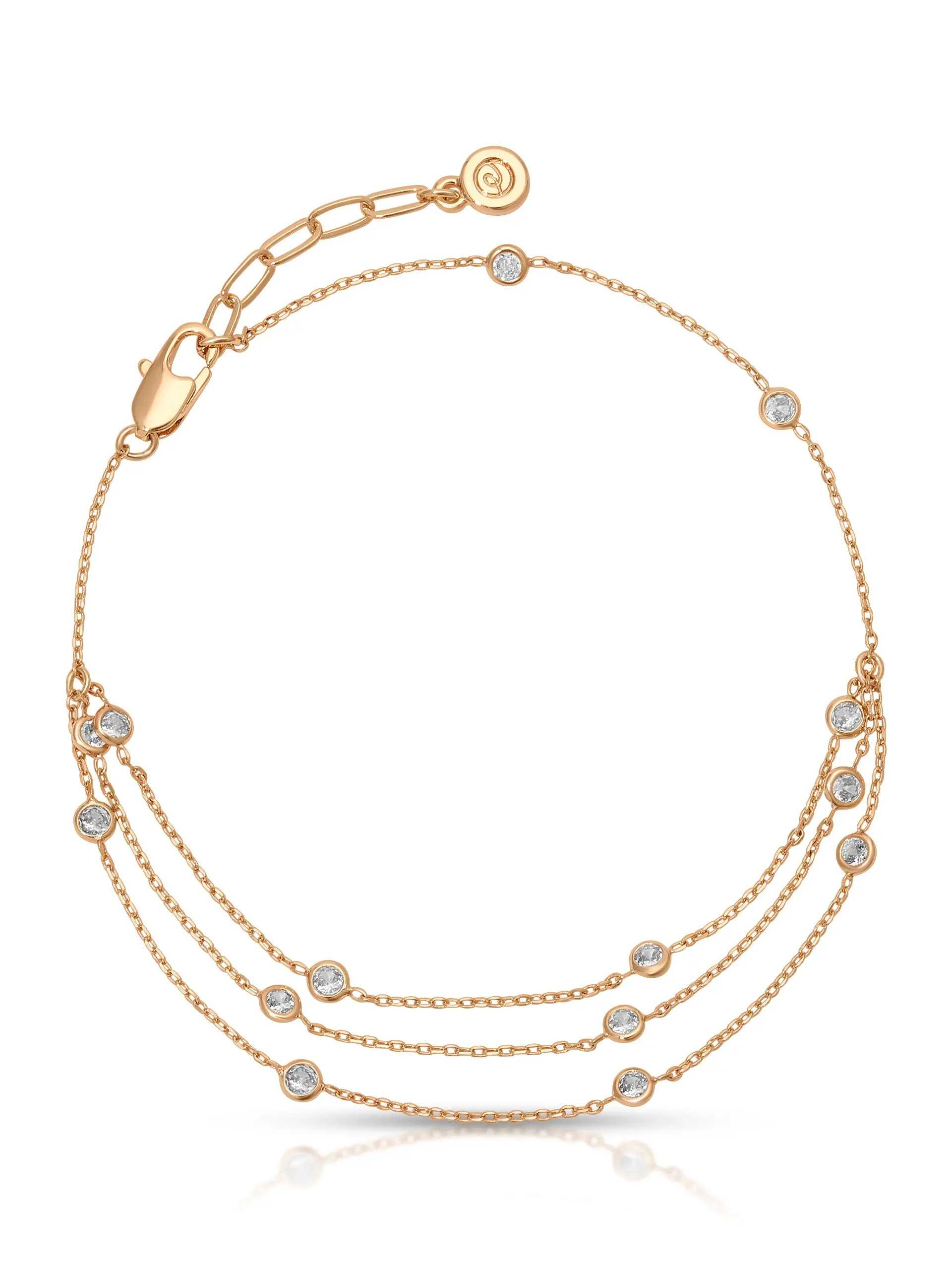 Ettika Fine Details Crystal Anklet 18k Gold Plated Cubic Zirconia Exquisite Bracelet Stackable Letter Link Fashion Anklet