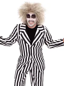 Leg Avenue Men's Beetle Boss Halloween Ghost Costume, Menswear Clothes with Matching Jacket, Pants and Shirt for Beetle Juice Cosplay