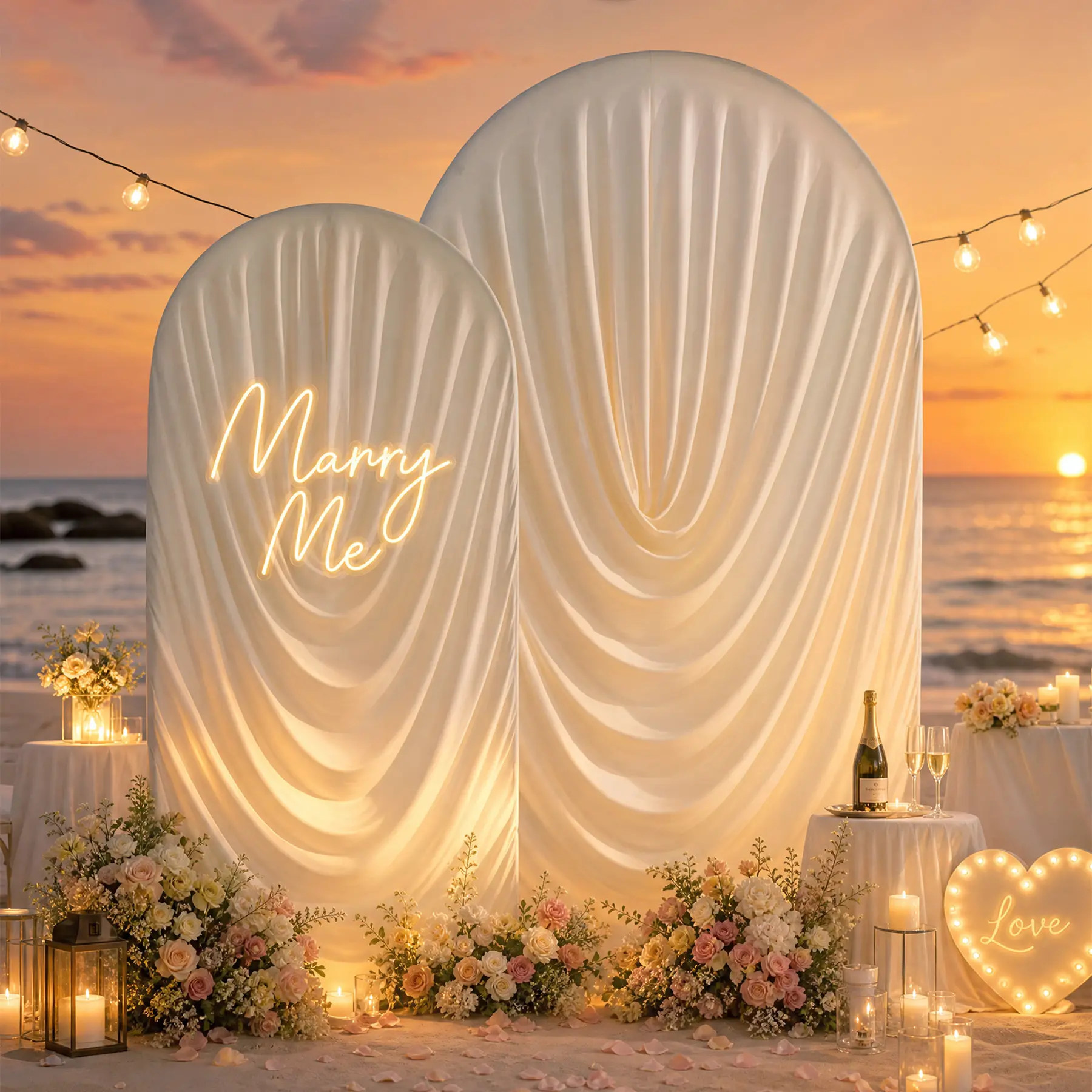 2 Pack Draped Pleated Spandex Arch Backdrop Cover, Solid White Stretch Elastane Arch Wrap Fits 6ft & 7.2ft Arch Frames, Wrinkle Free Elegant Background for Wedding Ceremony Birthday Party Photoshoot Decor, Arch Frame Stand Not Included