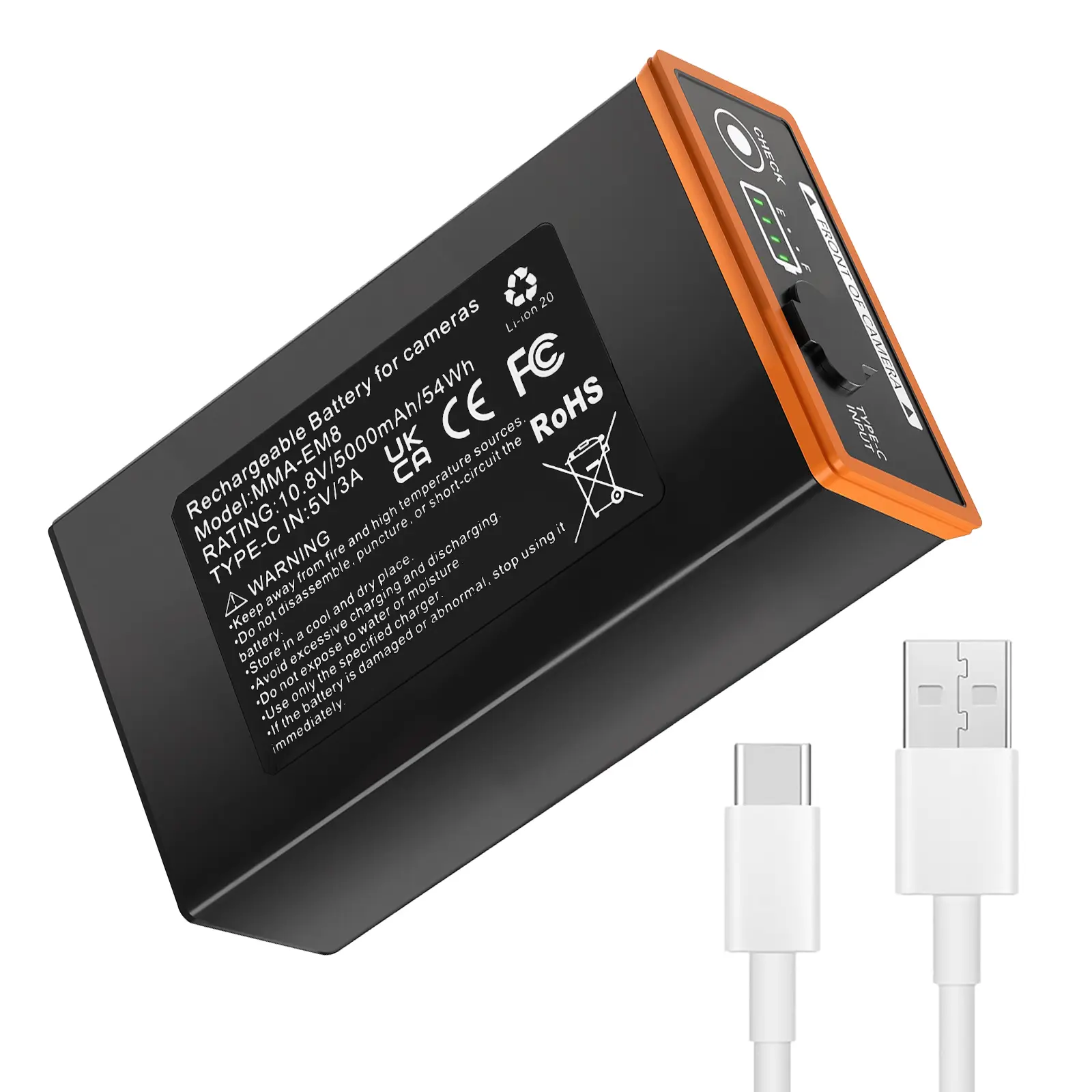 6000mAh Li-ion Rechargeable Battery Pack for Reveal Trail Camera, Long-Runtime Power Solution with Solar Charge Support