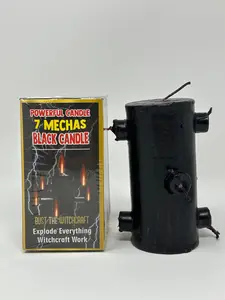 7 Wicks Black Candle - Vela 7 Mechas Tumba Trabajos