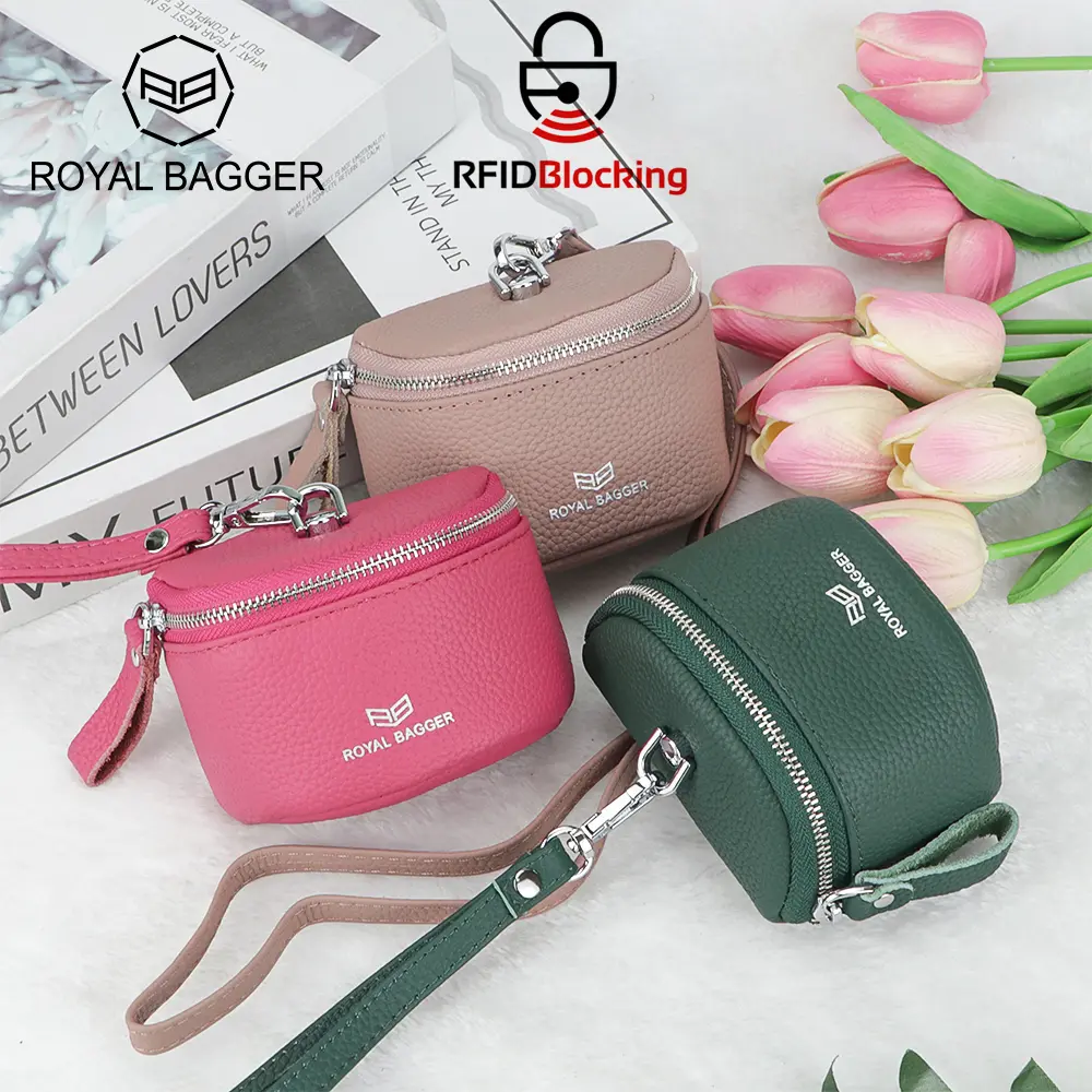 Royal Bagger Cute Coin Purse for Women, Genuine Leather Portable Mini Wallet, Fashion Simple Storage Bag 2900