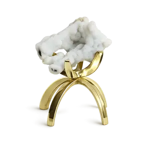 White Chalcedony Quartz on Brass Claw Stand – Boho Home Accent