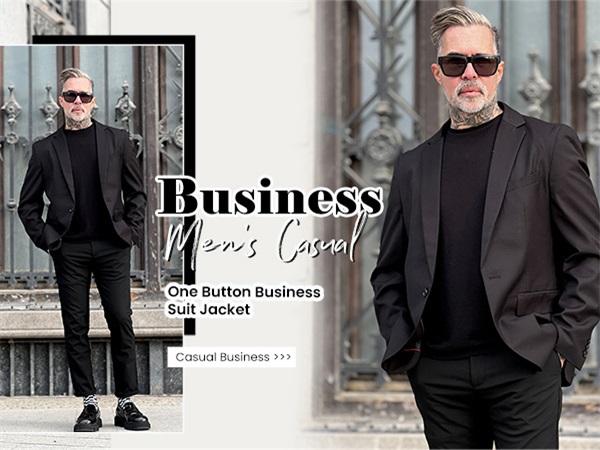 COOFANDY Mens Sport Coat Casual Blazer One Button Business Suit Jacket Classic Menswear Fashion Outfit Vneck Long Sleeve