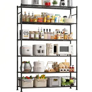 Heavy Duty Metal Storage Shelves, 4-6-Tier Garage Shelf Organizer with Leveling Feet, Easy Assembly Storage Rack for Garage, Pantry, Kitchen & Closet