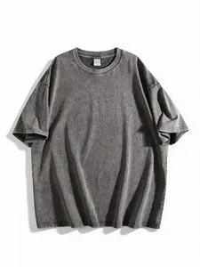 Men's Oversized Vintage Heavyweight Cotton T-Shirt Pure Cotton Sports Acid-Wash Loose Fit for Casual Wear & Everyday Outings - Menswear