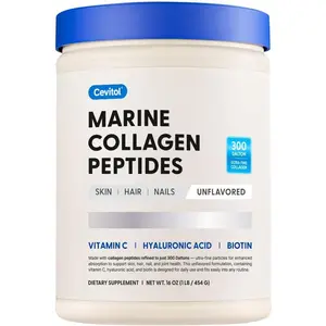 Marine Collagen Peptides - Hydrolyzed Ultra-fine Collagen Powder for Women & Men, Hyaluronic Acid, Biotin, Vitamin C, for Skin, Hair, Nails, Joints, Non-GMO, Unflavored, Easily Dissolved, 16oz