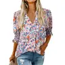 EVALESS Women's Graphic & Solid V-Neck T-Shirts - Ruffle Short Sleeve Boho Floral Lightweight Cute Blouses, Everyday Women's Tops for Beach-to-Office, Party, Work, 2026 Spring/Summer Casual Chic Outfits (Back to School Shopping Deals)