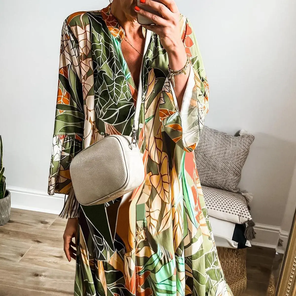 white christmas dresses Reese 3/4 Sleeve Dress, Isle Phoenix Floral / XL main image 0