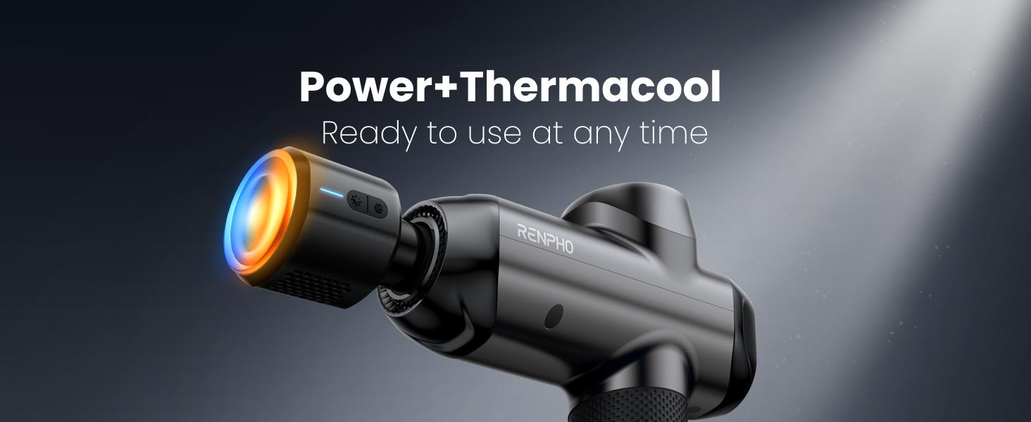 RENPHO Massage Gun Deep Tissue with Heat and Cold, Percussion Muscle Massage Gun Bluetooth with 12mm Amplitude, Handheld Massager Gun, Spring Glow Up Power+ Thermacool