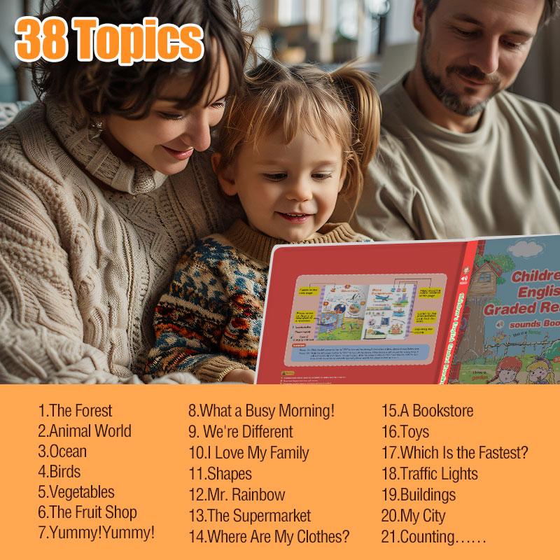 Children’s English Graded Reading Sound Toy | 38 Topics · 500+ Words · 300+ Sentences | Interactive, Screen-Free Language Learning Toy for Kids
