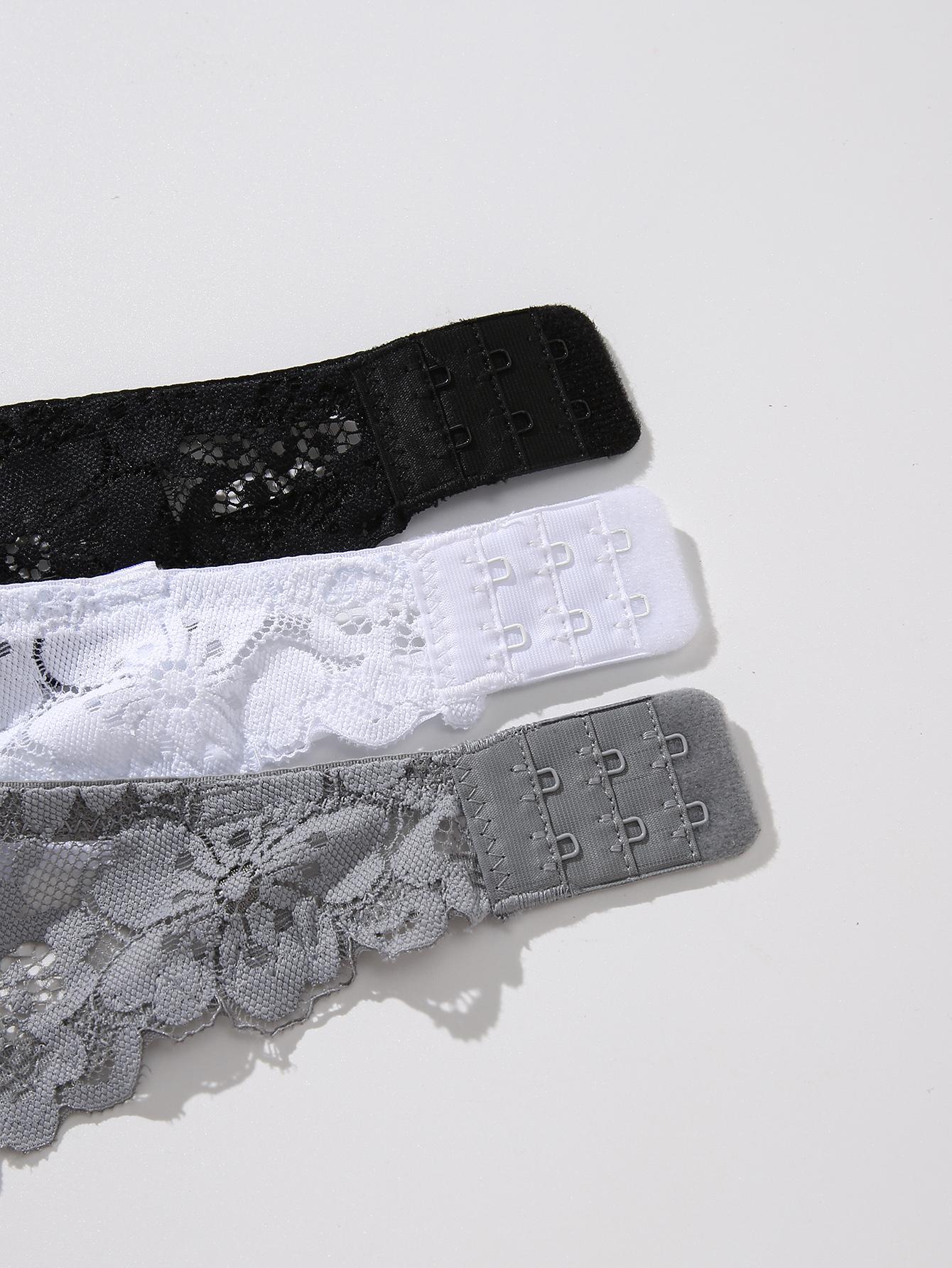 Women's 3 Strapless Bras Half Cup Lace Underwire Bra with Pull Up Front Buckle Up Top Invisible Bra Comfortable Sexy Bra Cover Polyamide Material Elegance Everyday Black+White+Grey elegant Womenswear