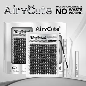 MagicSoft Volume Lashes | AiryCute DIY False Eyelashes for Bold Dramatic Look Unstoppable Bestseller You've Been Waiting For | Lashes with Ultra-Dense, Waterproof, Long-Lasting Lashes | Magic | Beginner-Friendly DIY Lashes for a Flawless