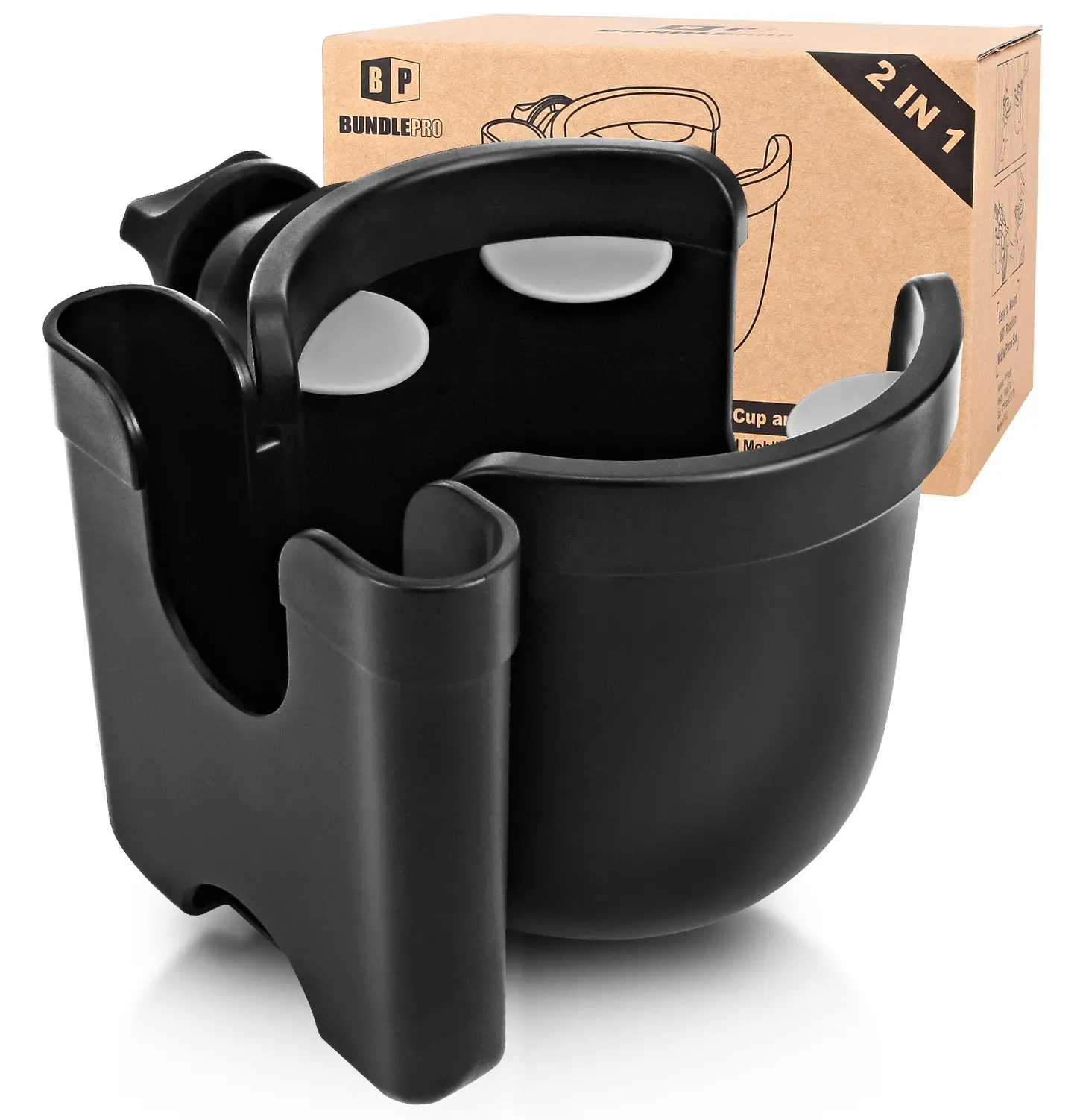 [Deals For You] Universal Stroller Cup Holder with Mobile Phone Case, 2-in-1 Strollers Storage Rack, 360 Degrees Rotation Drink Holder for Bike, Pushchair, Wheelchair, Walker,Bicycle, Fits Most Cups