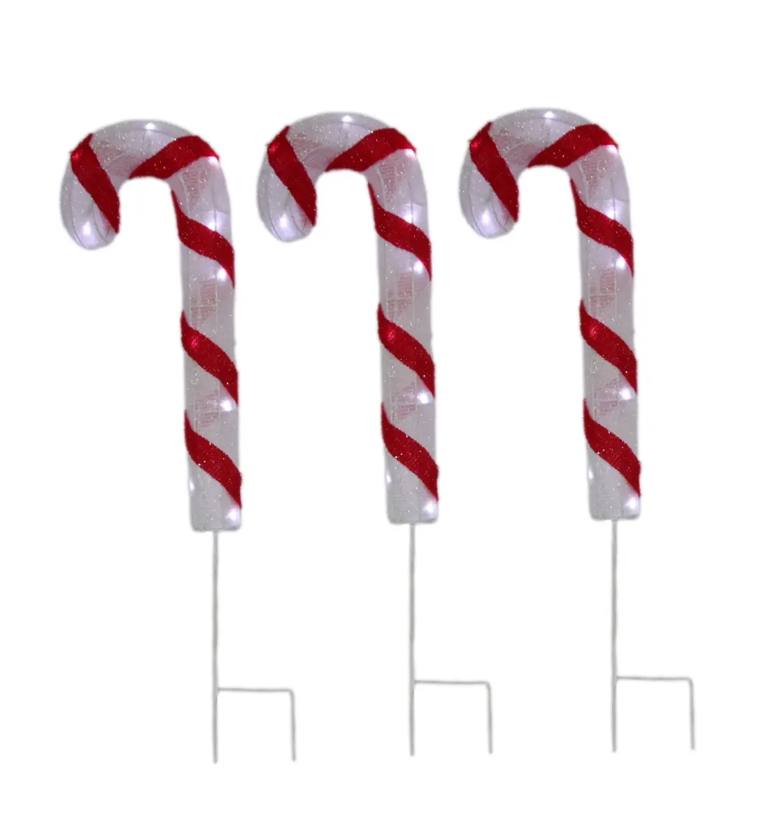 Northlight 35764487 20 in. Lighted Candy Cane Christmas Pathway Lawn Stakes, Set of 3