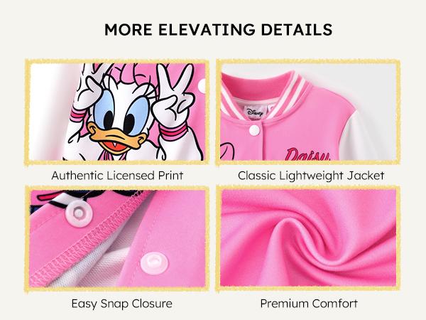 Disney Minnie Mickey Stitch Princess Frozen Elsa Marvel Jacket Lightweight Coat Button-Up Color Block Sweatshirt for Kids 2-14 Years Casual Playful，SprIngGIowUp ,RefreshedLook