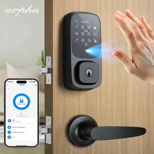 Arpha Keyless Entry Door Lock SP300, Palmar Vein Deadbolt, Built-in WiFi, Amazon Alexa, Google Assistant, App-Control, Voice Control, NFC, Auto-Lock, One-Time/Anti-Peeping Code, US Front Door Size