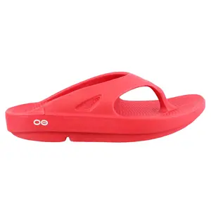 OOFOS Womens Ooriginal Thong Flip Flop Casual Sandals Casual Low Heel 1-2" - Red