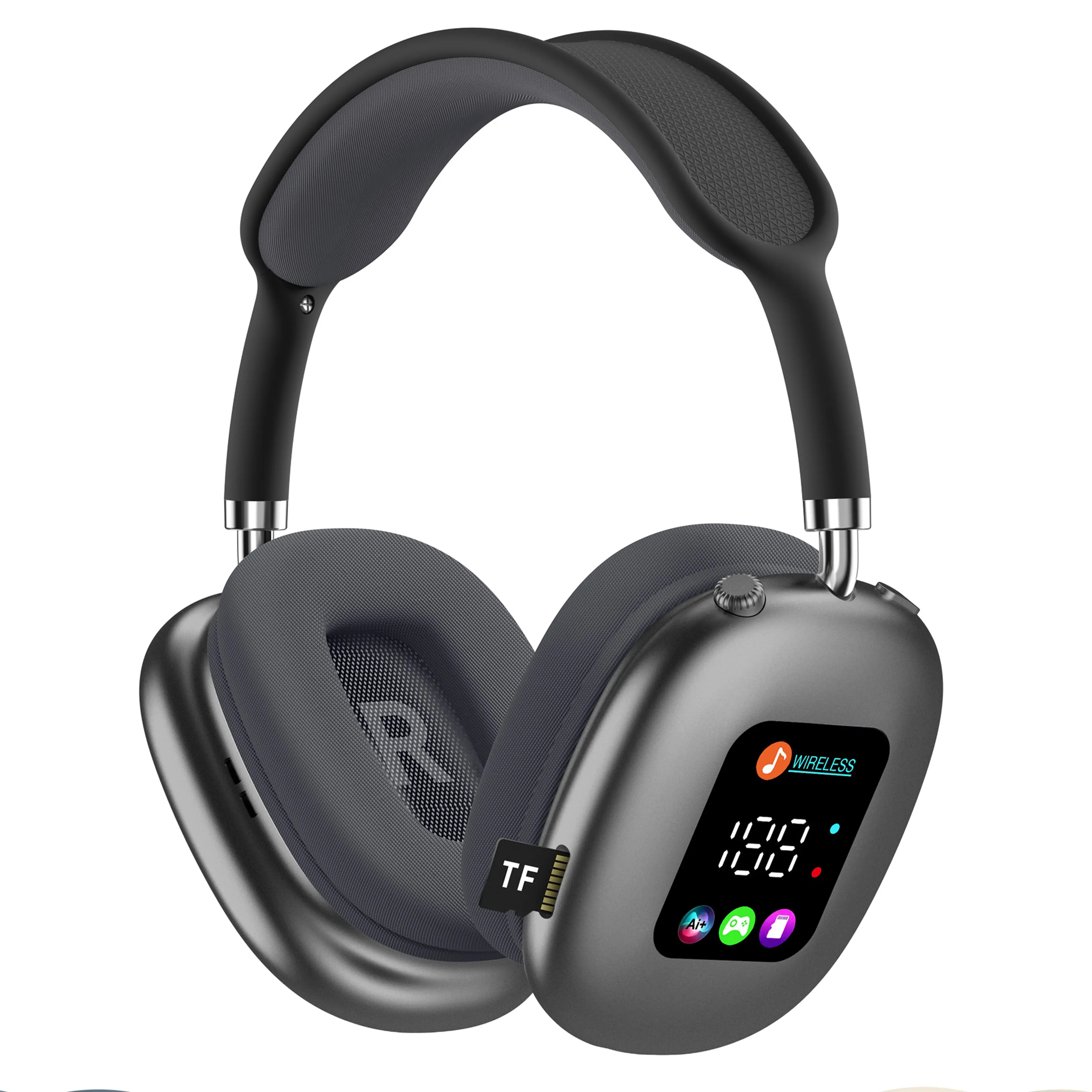 Over-Ear Wireless Bluetooth Audio Headphones with RGB Display, Card Reader, Memory Function, Noise Reduction, Comfortable Fit, Gift Option for Family, Father's Day Gift with Box