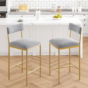 25.5" Bar Stools Set of 2 with Backrest and Footrest, Counter Height Upholstered Barstools with Wide Seat,Faux Leather Bar Chairs for Home Bar,Dining