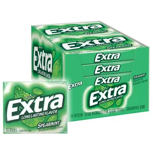 Extra Sugar Free Spearmint Chewing Gum, 14.24 oz Bulk Ambient Snack, Individually Wrapped 15-Count Packs (Pack of 10), for Long-Lasting Fresh Breath at Work, with Classmate & Someone New Interactions