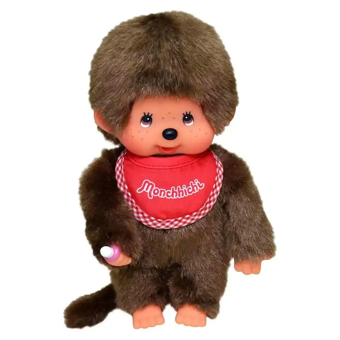 Monchichi Boy Classic Red Animal Stuffed Toy - Crafted by Sekiguchi, Signature Craftsmanship, Adorable Cartoon Figure, Kawaii Aesthetic Room Plush, Cute Collectibles, Collector Must-Have for Display