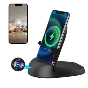Hidden Camera Spy Camera WiFi Wireless Phone Charger, Nanny Spy Cam Motion Activated, HD1080P(Rotate Lens) with 250°Viewing Angle, camaras espias ocultas for Home Office Security(2.4/5G)