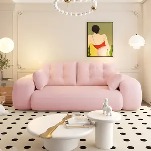Human Dog Bed, Lazy Sofa Couch, 78.7" Multi-Functional Foldable Sofa Bed, 3-in-1 Teddy Fabric Foam-Filled Sleeper Sofa Bed for Living Room,Guest Bed,Playroom,Pink